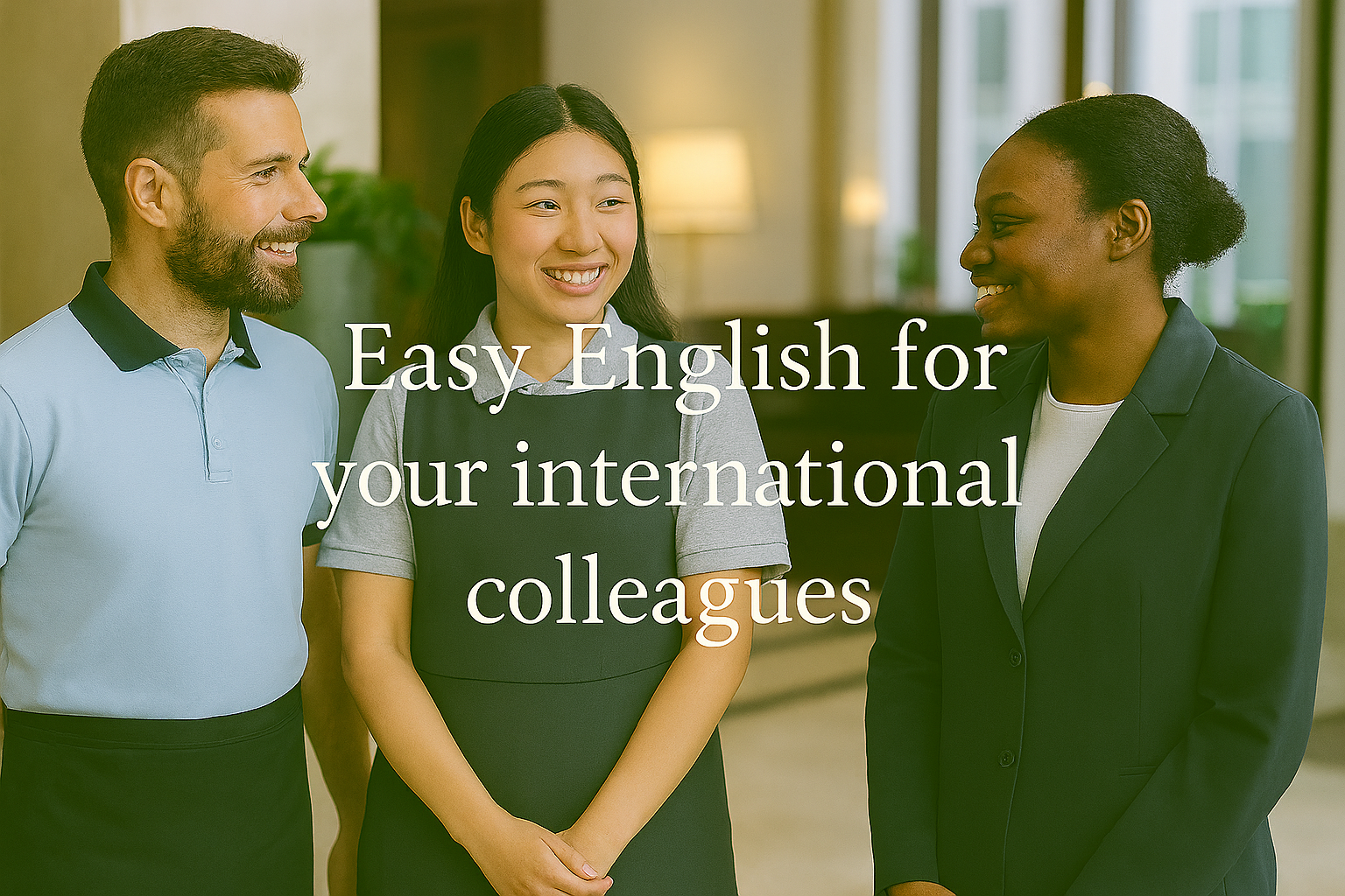 Colleagues speaking in easy English in a London hospitality workplace